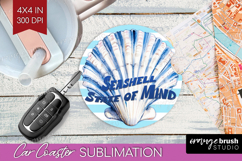 Blue Seashell Nautical Car Coaster Sea Quotes Coaster PNG Product Image 1