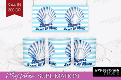 Blue Seashell Nautical Mug Wrap Sea Quotes Mug PNG Product Image 1