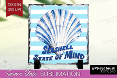 Blue Seashell Nautical Slate PNG Sea Quotes Square Slate Product Image 1