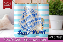 Blue Seashell Nautical Tumbler Wrap Sea Quotes Tumbler PNG Product Image 1