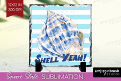 Blue Seashell Nautical Slate PNG Sea Quotes Square Slate Product Image 1
