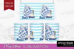 Blue Seashell Nautical Mug Wrap Sea Quotes Mug PNG Product Image 1