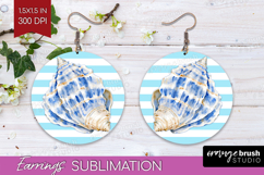 Blue Seashell Nautical Round Earrings Sea Quotes PNG Product Image 1