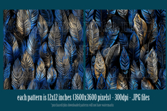 Feather Patterns, Blue Gold Silver Feathers Patterns, s2 Product Image 2