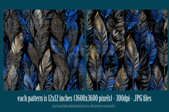 Feather Patterns, Blue Gold Silver Feathers Patterns, s2 Product Image 3
