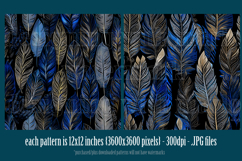 Feather Patterns, Blue Gold Silver Feathers Patterns, s3 Product Image 2