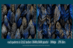 Feather Patterns, Blue Gold Silver Feathers Patterns, s3 Product Image 3