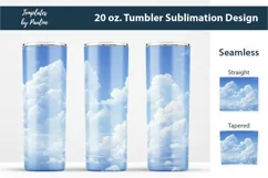 Blue Sky with Clouds Skinny Tumbler Wrap for Sublimation