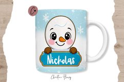 Blue Custom Christmas Snowman Mug Wrap Product Image 2