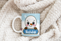 Blue Custom Christmas Snowman Mug Wrap Product Image 4