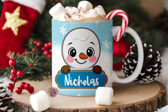Blue Custom Christmas Snowman Mug Wrap Product Image 5