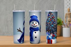 Blue Snowman 20oz Skinny Tumbler Wrap, 3D Christmas Tumbler Product Image 1