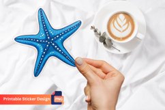 Blue Star Fish Sticker, Tropical Ocean Starfish Sticker Product Image 1