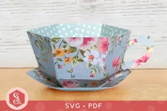 Teacup and Saucer Favour SVG and PDF Templates Product Image 1