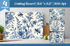 Kitchen Cutting Board Sublimation | Blue Toile Chinoiserie Product Image 1