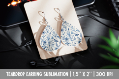 Wildflower Earring Sublimation Blue Toile Butterfly Teardrop Product Image 1