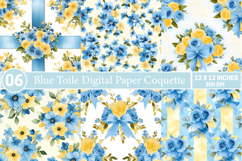 Blue Toile Digital Paper Coquette Product Image 1
