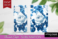 Blue Toile Flowers Phone Case PNG - Chinoiserie Case PNG Product Image 1