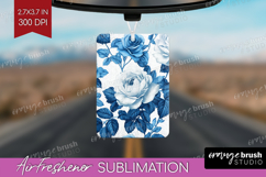 Blue Toile Flowers Air Freshener PNG - Chinoiserie PNG Product Image 1
