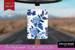Blue Toile Flowers Air Freshener PNG - Chinoiserie PNG Product Image 1