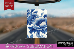 Blue Toile Flowers Air Freshener PNG - Chinoiserie PNG Product Image 1