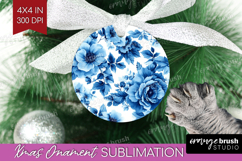Blue Toile Flowers Ornament PNG - Chinoiserie PNG Product Image 1