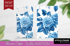 Blue Toile Flowers Phone Case PNG - Chinoiserie Case PNG Product Image 1
