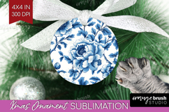 Blue Toile Flowers Ornament PNG - Chinoiserie PNG Product Image 1