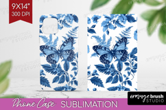 Blue Toile Flowers Phone Case PNG - Chinoiserie Case PNG Product Image 1