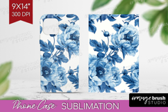 Blue Toile Flowers Phone Case PNG - Chinoiserie Case PNG Product Image 1