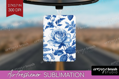 Blue Toile Flowers Air Freshener PNG - Chinoiserie PNG Product Image 1