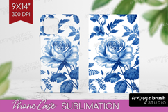 Blue Toile Flowers Phone Case PNG - Chinoiserie Case PNG Product Image 1