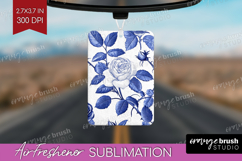 Blue Toile Flowers Air Freshener PNG - Chinoiserie PNG Product Image 1