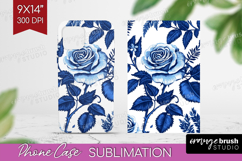 Blue Toile Flowers Phone Case PNG - Chinoiserie Case PNG Product Image 1