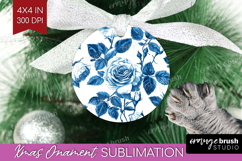 Blue Toile Flowers Ornament PNG - Chinoiserie PNG Product Image 1