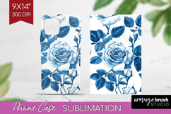 Blue Toile Flowers Phone Case PNG - Chinoiserie Case PNG Product Image 1