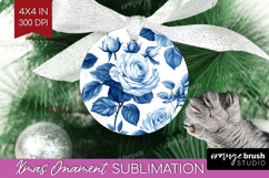 Blue Toile Flowers Ornament PNG - Chinoiserie PNG Product Image 1