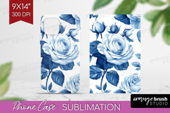 Blue Toile Flowers Phone Case PNG - Chinoiserie Case PNG Product Image 1