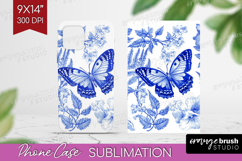 Blue Toile Flowers Phone Case PNG - Chinoiserie Case PNG Product Image 1