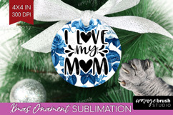 Mothers Day Quote Ornament PNG - Blue Toile PNG Sublimation Product Image 1