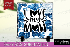 Mothers Day Quote Slate PNG - Blue Toile Square Slate Product Image 1