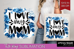Mothers Day Quote Tote Bag - Blue Toile Tote Bag PNG Product Image 1