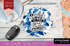 Mothers Day Quote Car Coaster - Blue Toile Coaster PNG Product Image 1