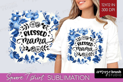 Mothers Day Quote Square Tshirt Background - Blue Toile PNG Product Image 1