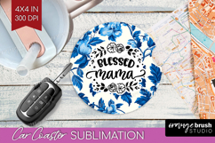 Mothers Day Quote Car Coaster - Blue Toile Coaster PNG Product Image 1