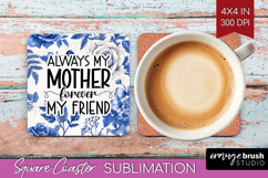 Mothers Day Quote Square Coaster - Blue Toile Coaster PNG Product Image 1