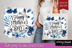Mothers Day Quote Tote Bag - Blue Toile Tote Bag PNG Product Image 1