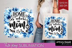 Mothers Day Quote Tote Bag - Blue Toile Tote Bag PNG Product Image 1