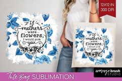 Mothers Day Quote Tote Bag - Blue Toile Tote Bag PNG Product Image 1