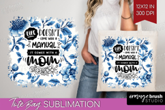 Mothers Day Quote Tote Bag - Blue Toile Tote Bag PNG Product Image 1